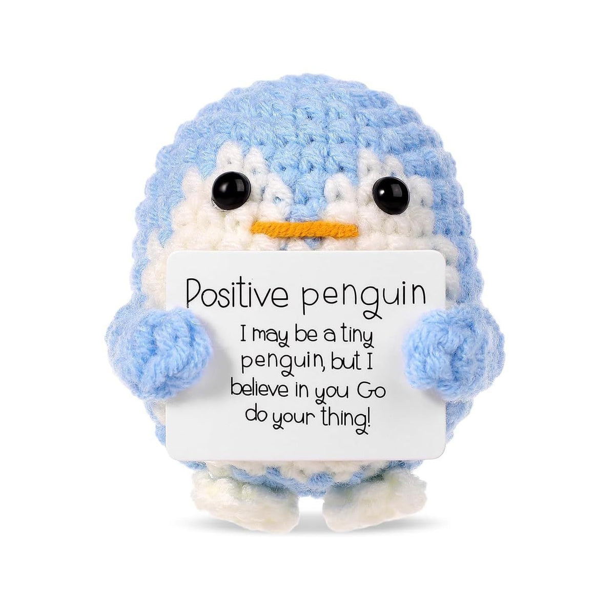 Crocheted Encouragement Doll for Cheerful Desk Decor