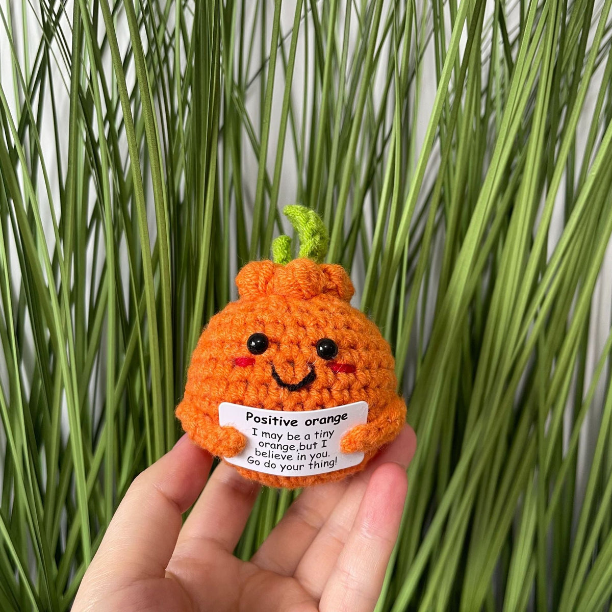 Crocheted Encouragement Doll for Cheerful Desk Decor