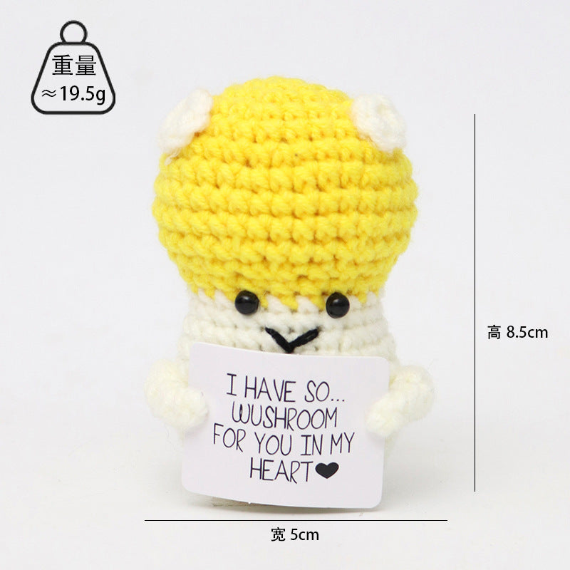 Crocheted Encouragement Doll for Cheerful Desk Decor
