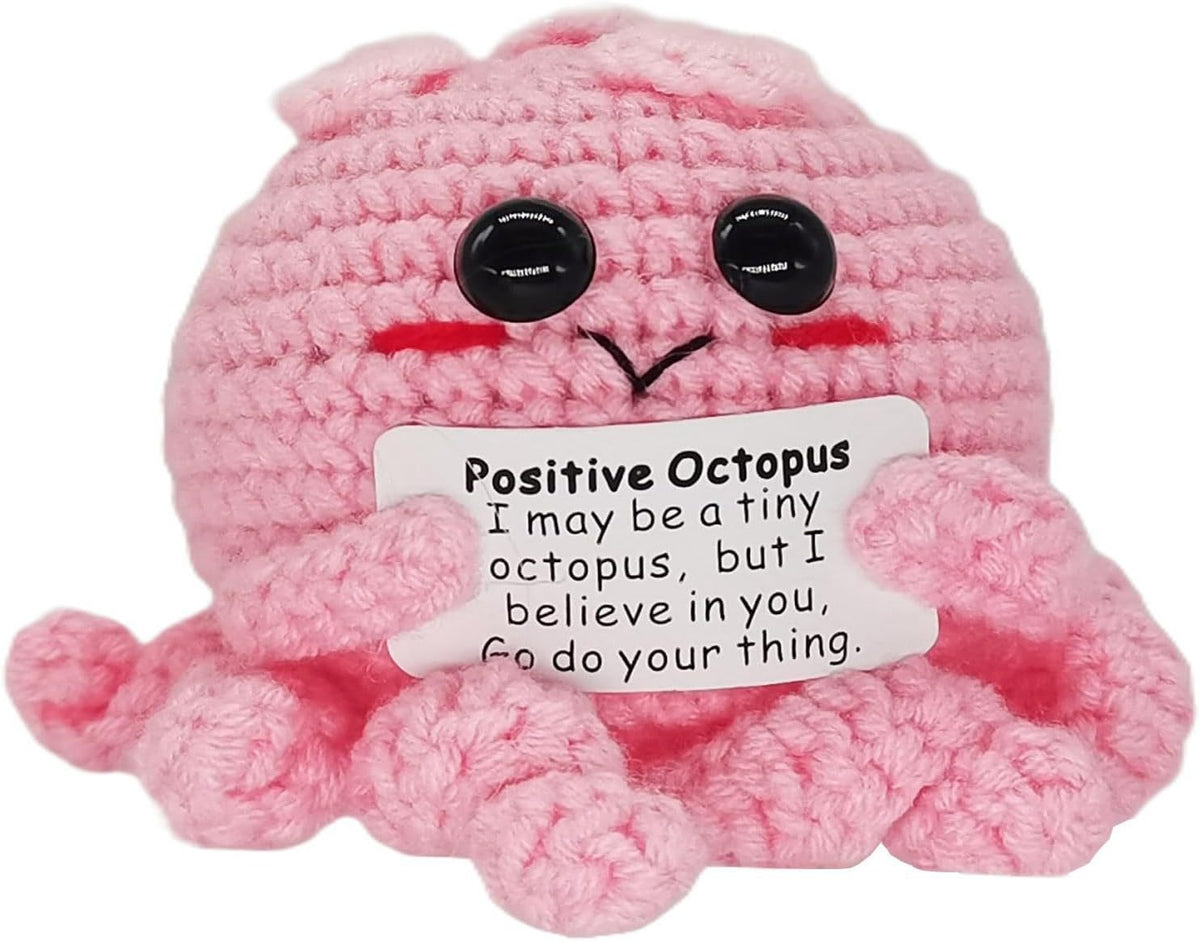 Crocheted Encouragement Doll for Cheerful Desk Decor