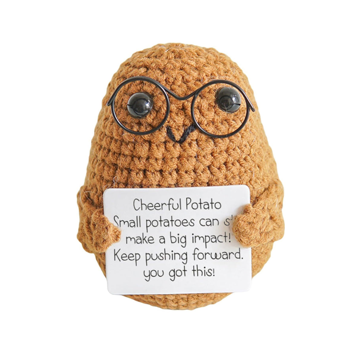 Crocheted Encouragement Doll for Cheerful Desk Decor
