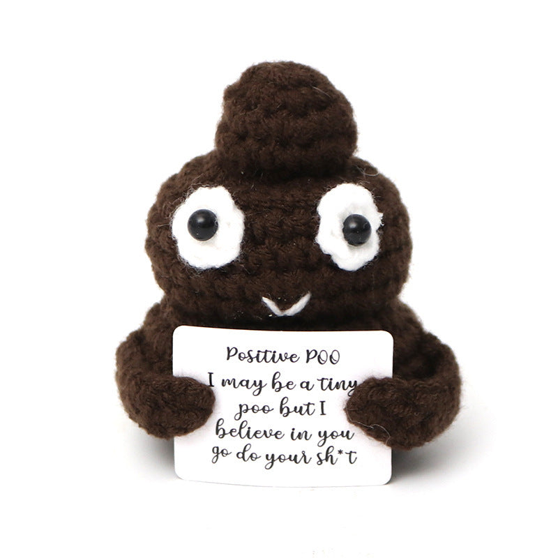 Crocheted Encouragement Doll for Cheerful Desk Decor