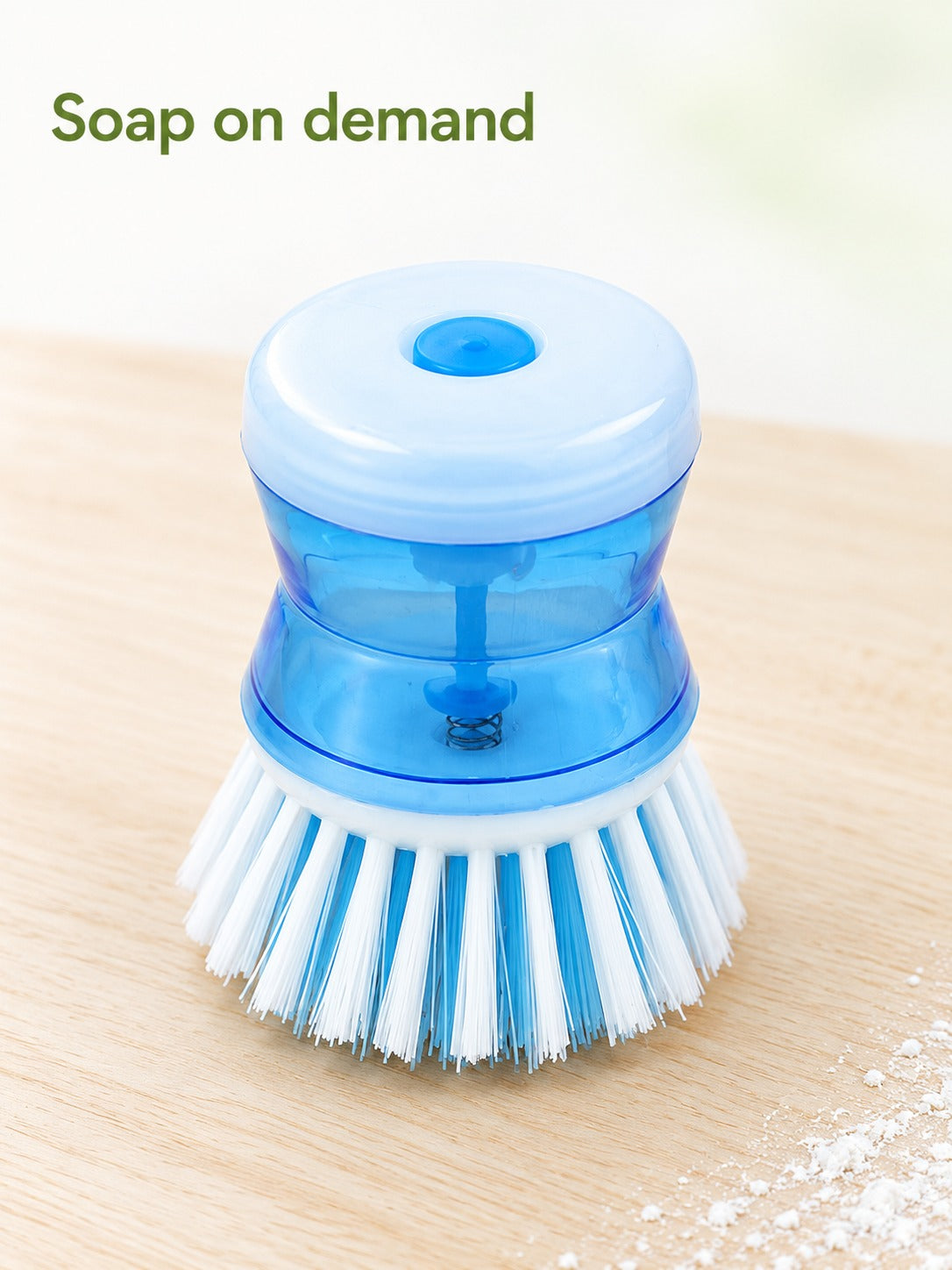 Pot Brush With Built-In Soap Dispenser for Pots and Cups