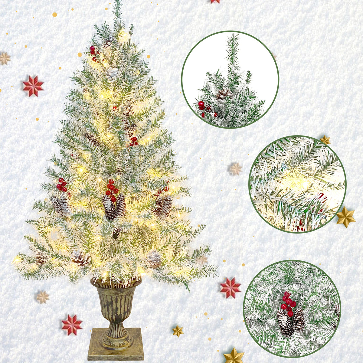 Pre-Lit Christmas Tree Set for Festive Front Doors