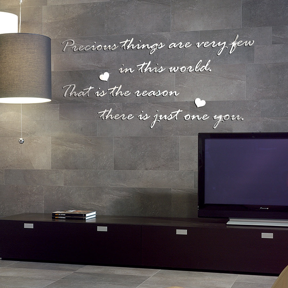 Acrylic Mirror Wall Quote for Romantic Home Styling