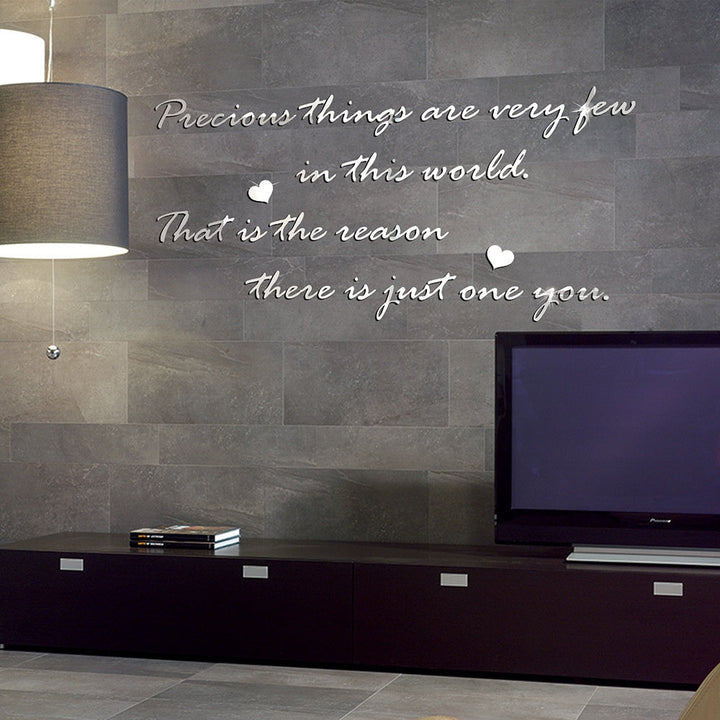 Acrylic Mirror Wall Quote for Romantic Home Styling