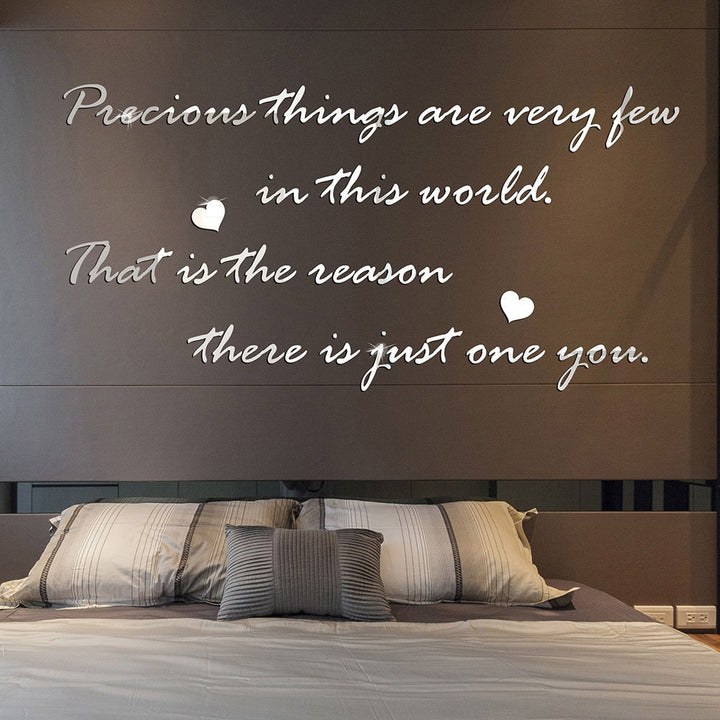 Acrylic Mirror Wall Quote for Romantic Home Styling