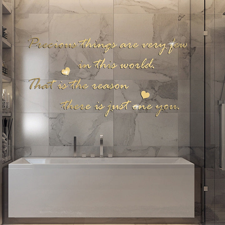 Acrylic Mirror Wall Quote for Romantic Home Styling