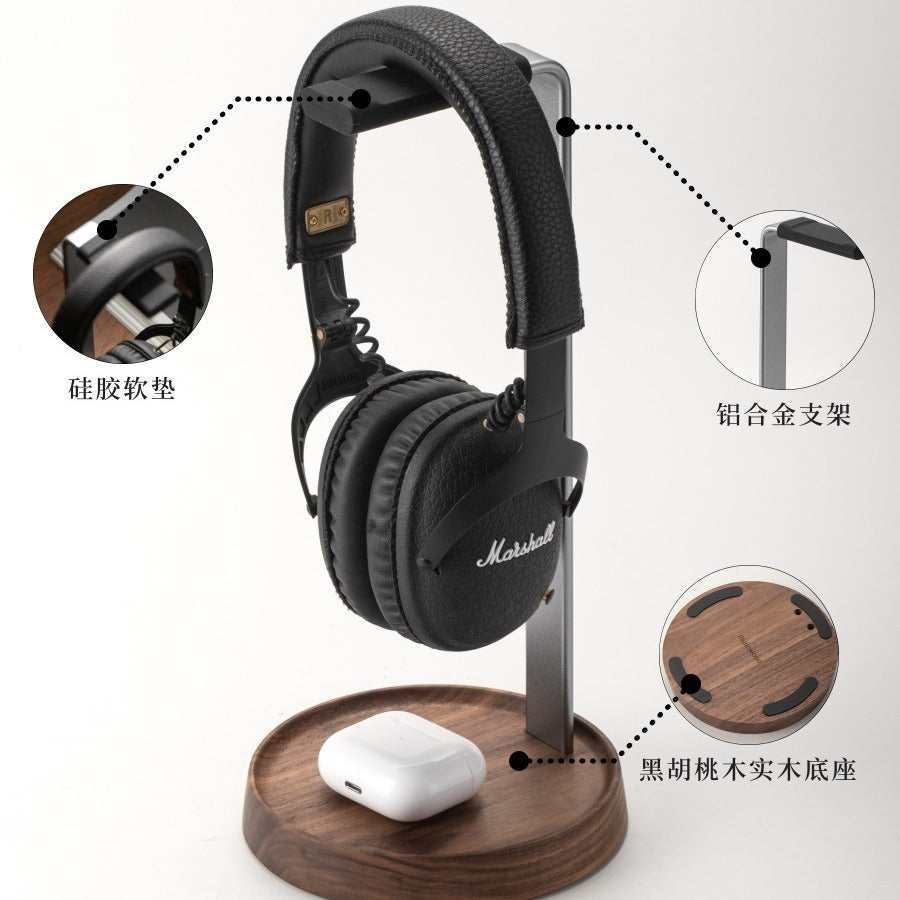 Walnut Wood Headphone Stand for a More Refined Desk