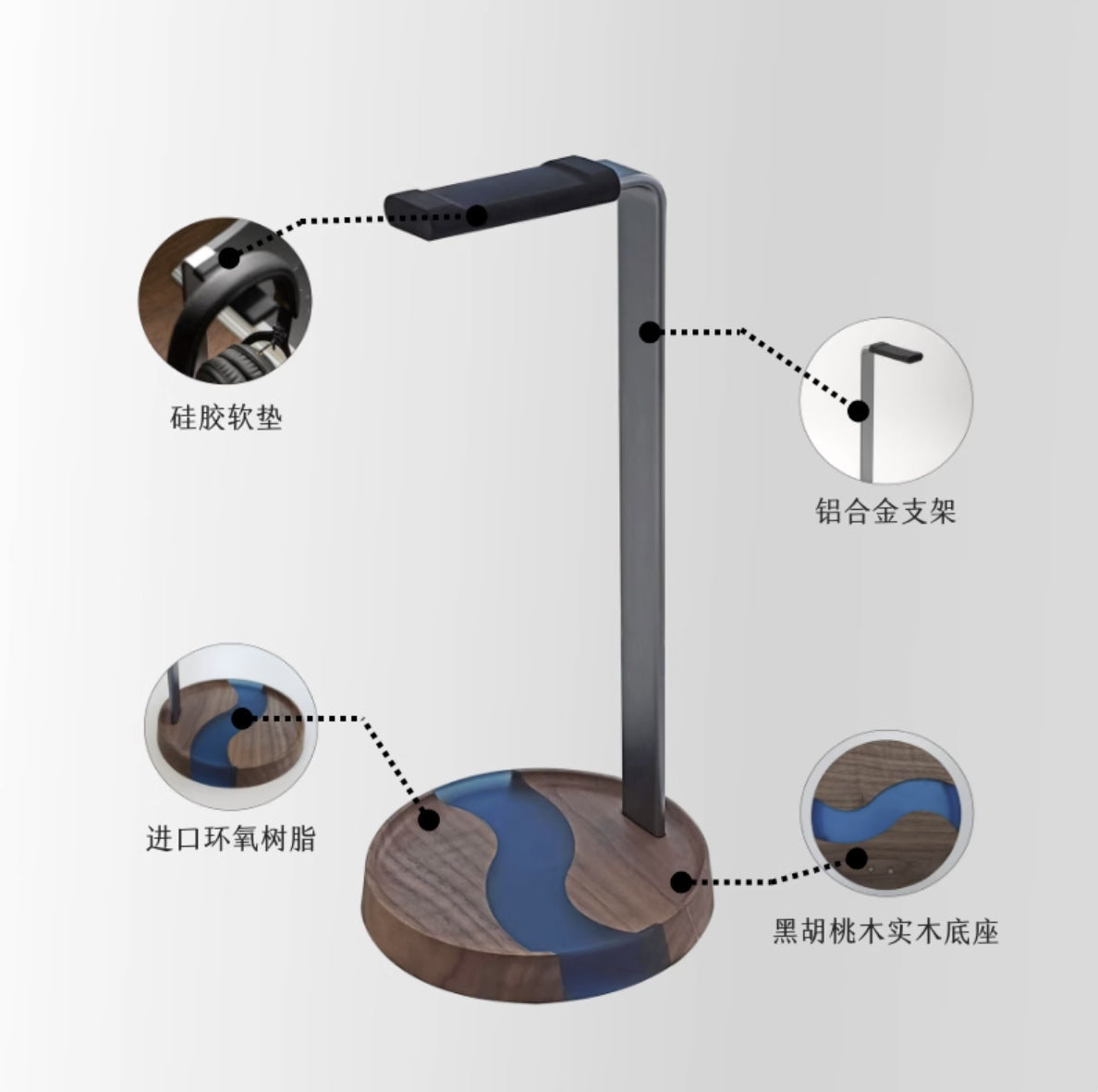 Walnut Wood Headphone Stand for a More Refined Desk