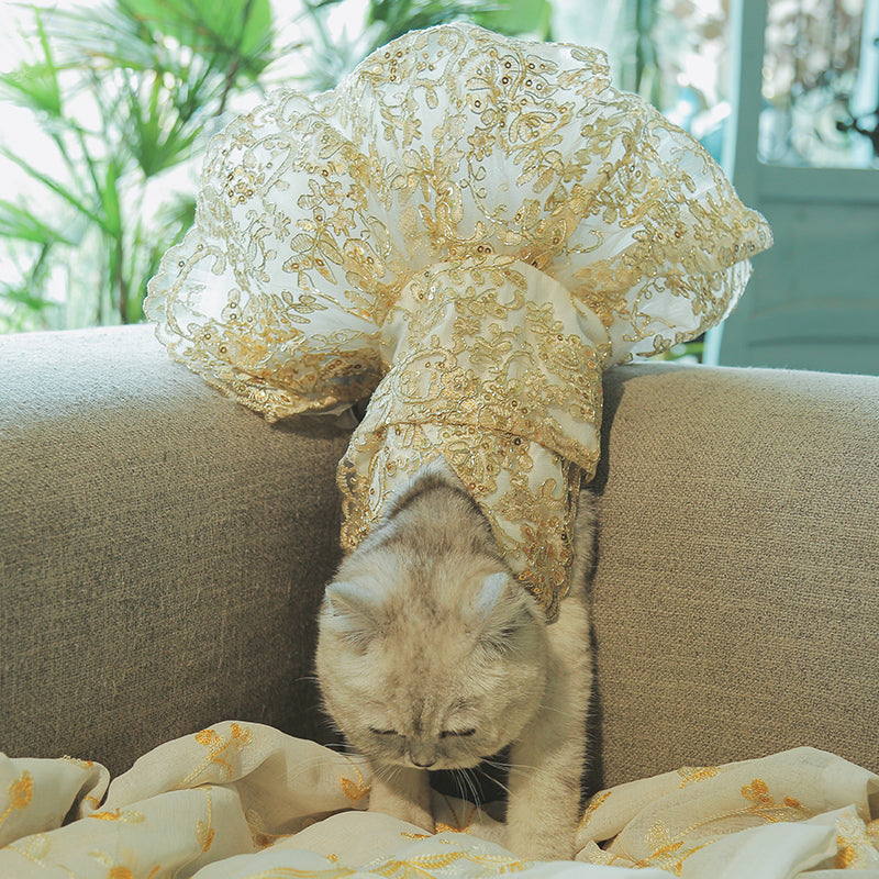 Small Pet Wedding Dress With Embroidered Princess Tutu