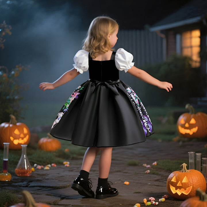 Girls' Halloween Princess Costume Dress Set With Hat