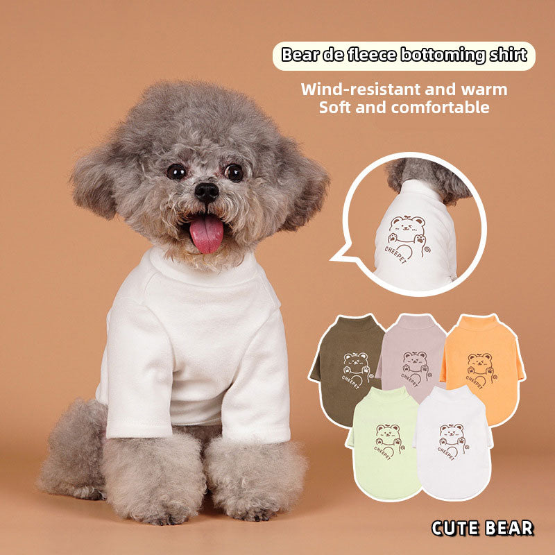 Small Dog Sweatshirt, Warm Wind-Resistant Bear Print
