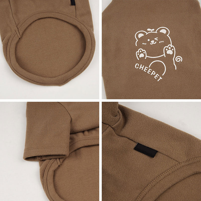 Small Dog Sweatshirt, Warm Wind-Resistant Bear Print
