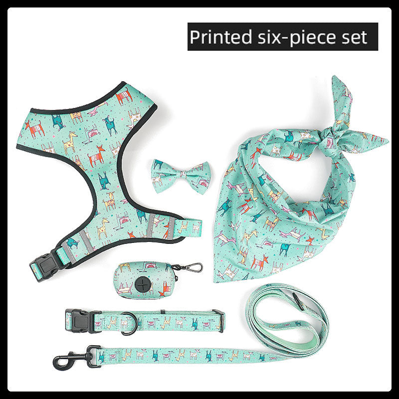 Six-Piece Dog Harness Set With Reflective Walking Comfort