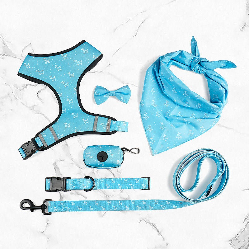 Six-Piece Dog Harness Set With Reflective Walking Comfort