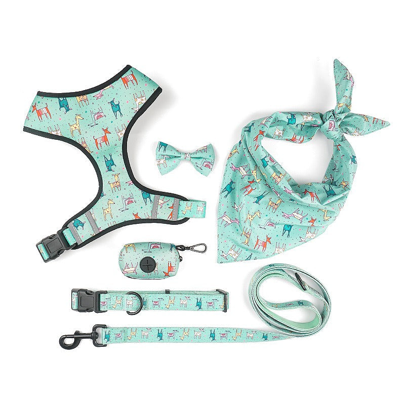 Six-Piece Dog Harness Set With Reflective Walking Comfort