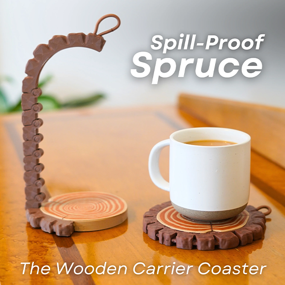 Portable Wooden Coaster Cup Holder with Carry Handle