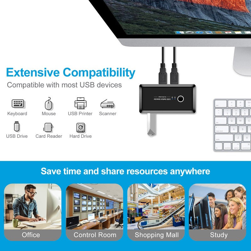 USB Switch Box for 2 PCs: Share 4 Devices in One Press