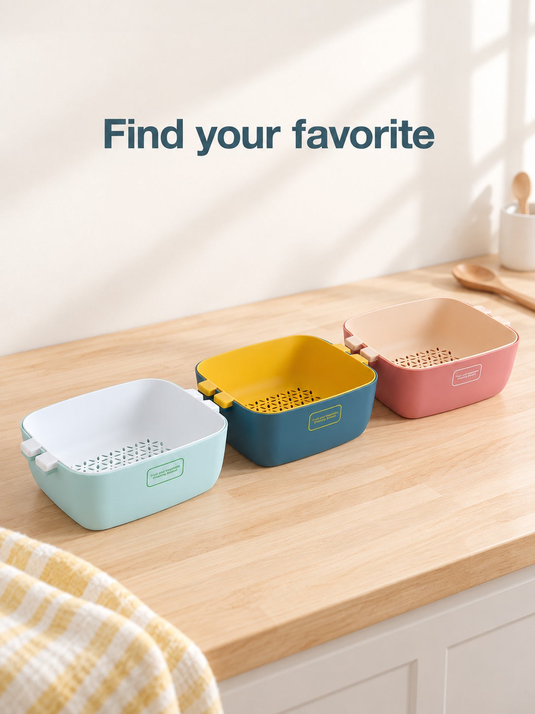 Produce Washing Basket With Two-Tier Drain Tray