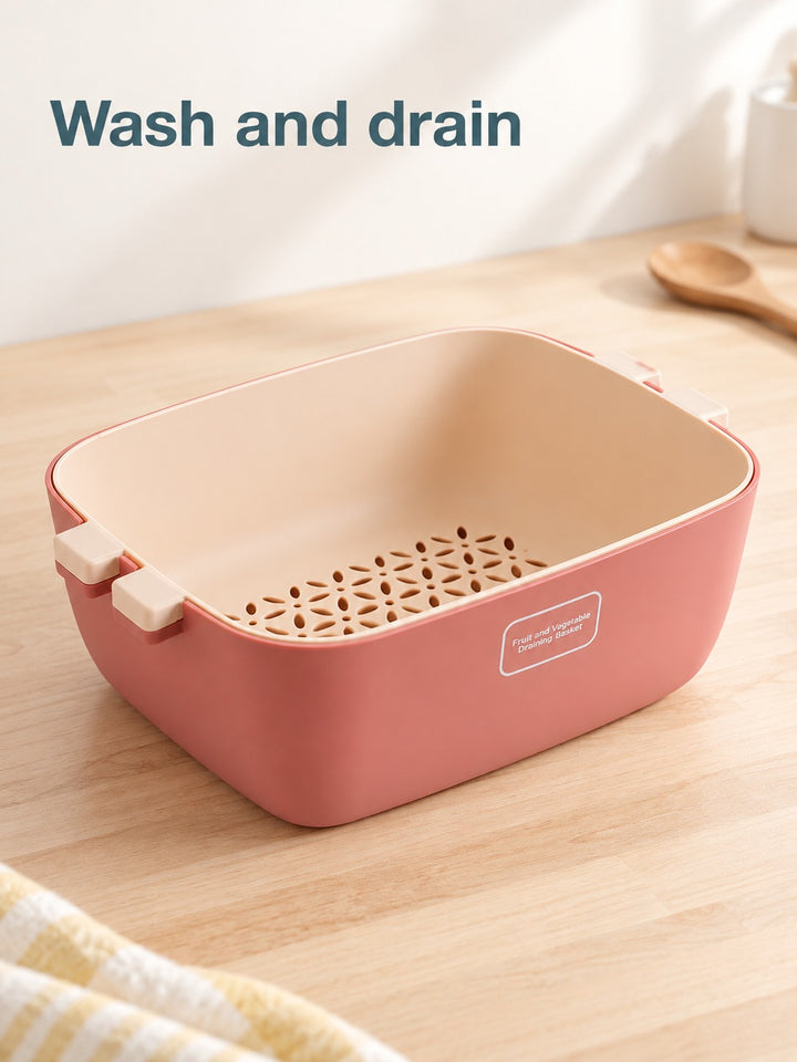 Produce Washing Basket With Two-Tier Drain Tray