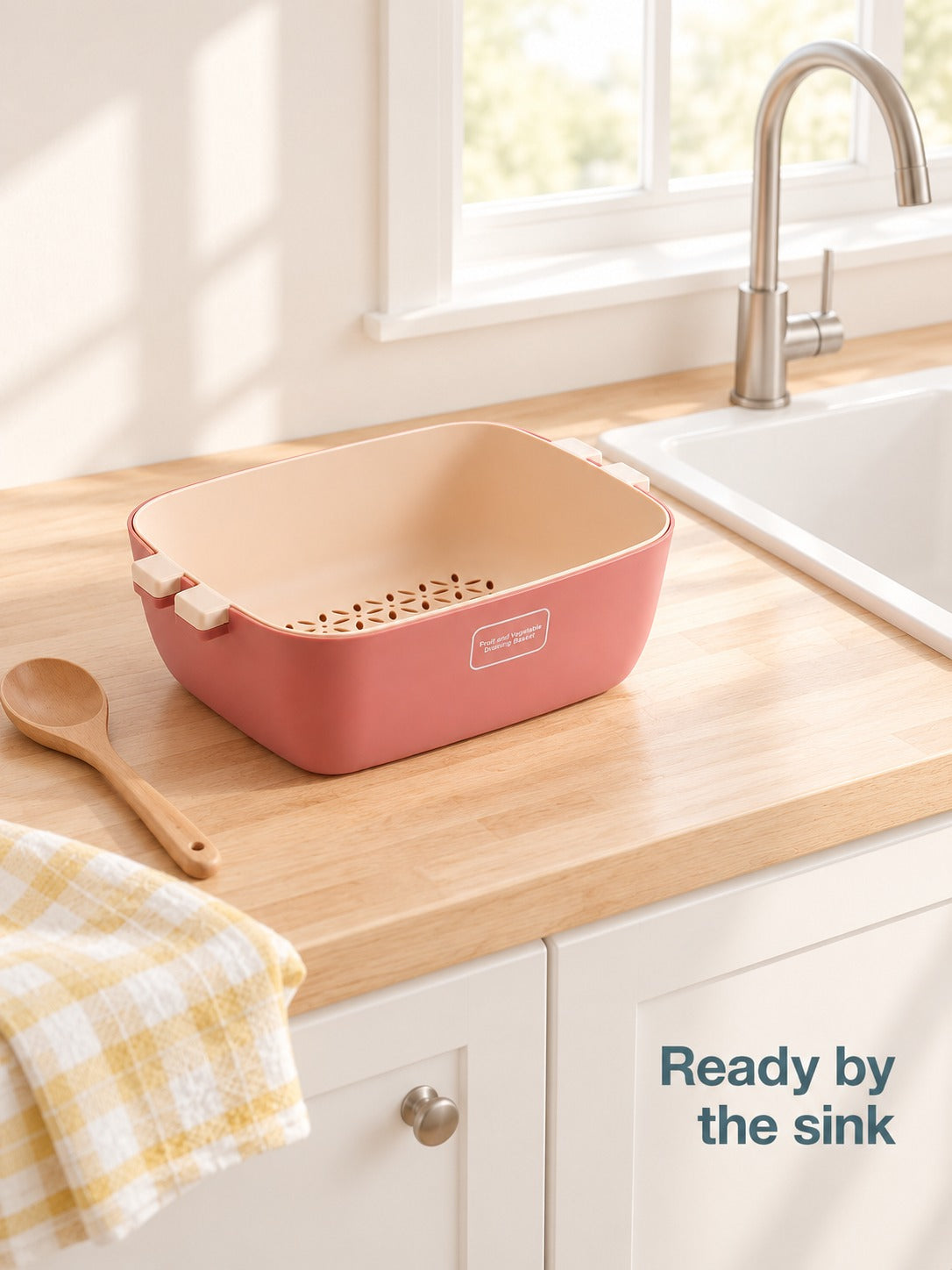 Produce Washing Basket With Two-Tier Drain Tray