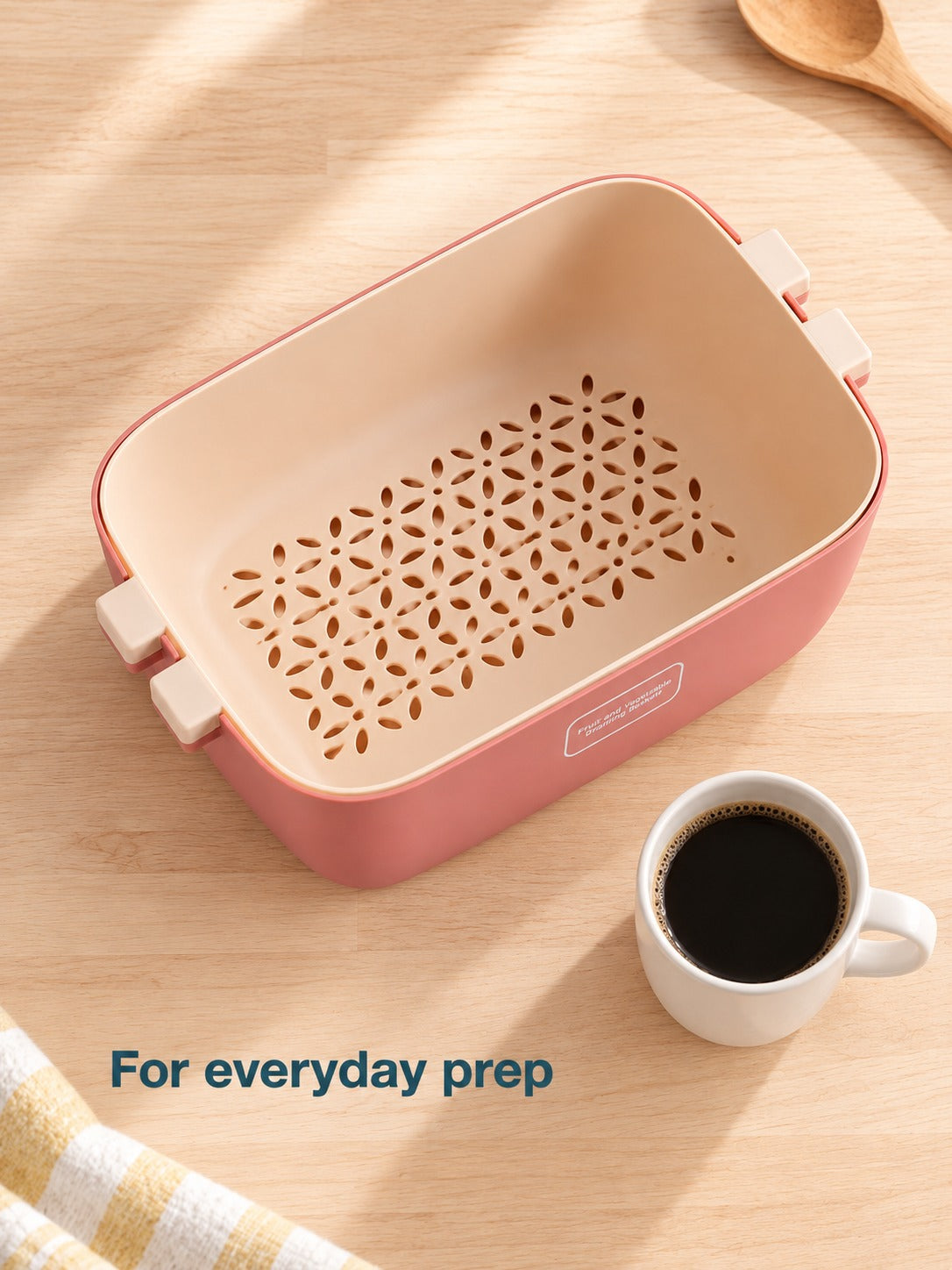 Produce Washing Basket With Two-Tier Drain Tray