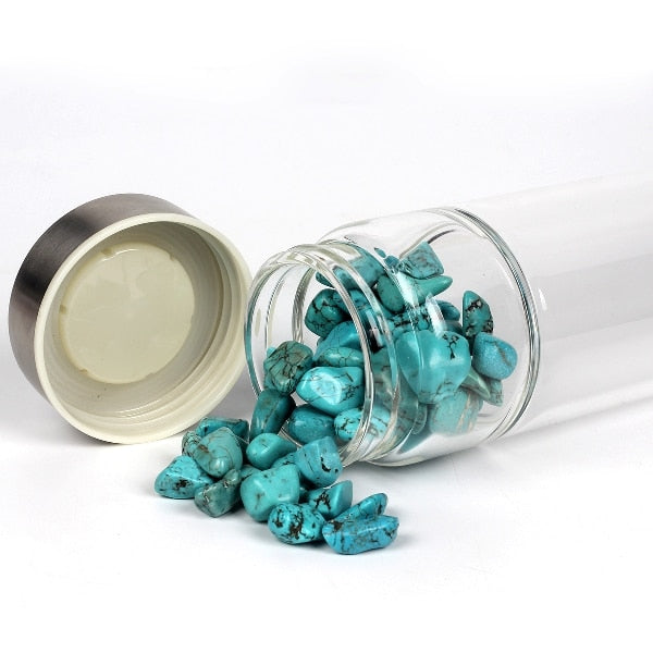 Gemstone Water Bottle With Natural Quartz Display Decor