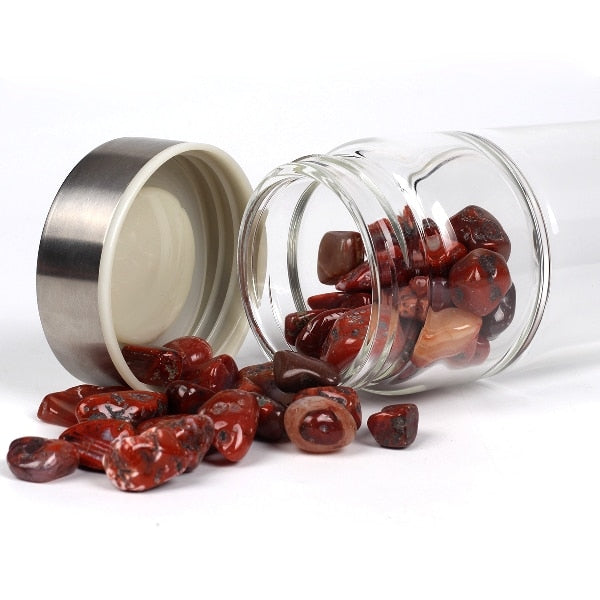 Gemstone Water Bottle With Natural Quartz Display Decor