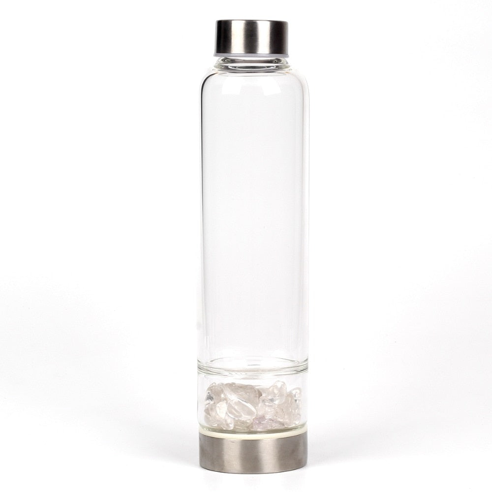 Gemstone Water Bottle With Natural Quartz Display Decor