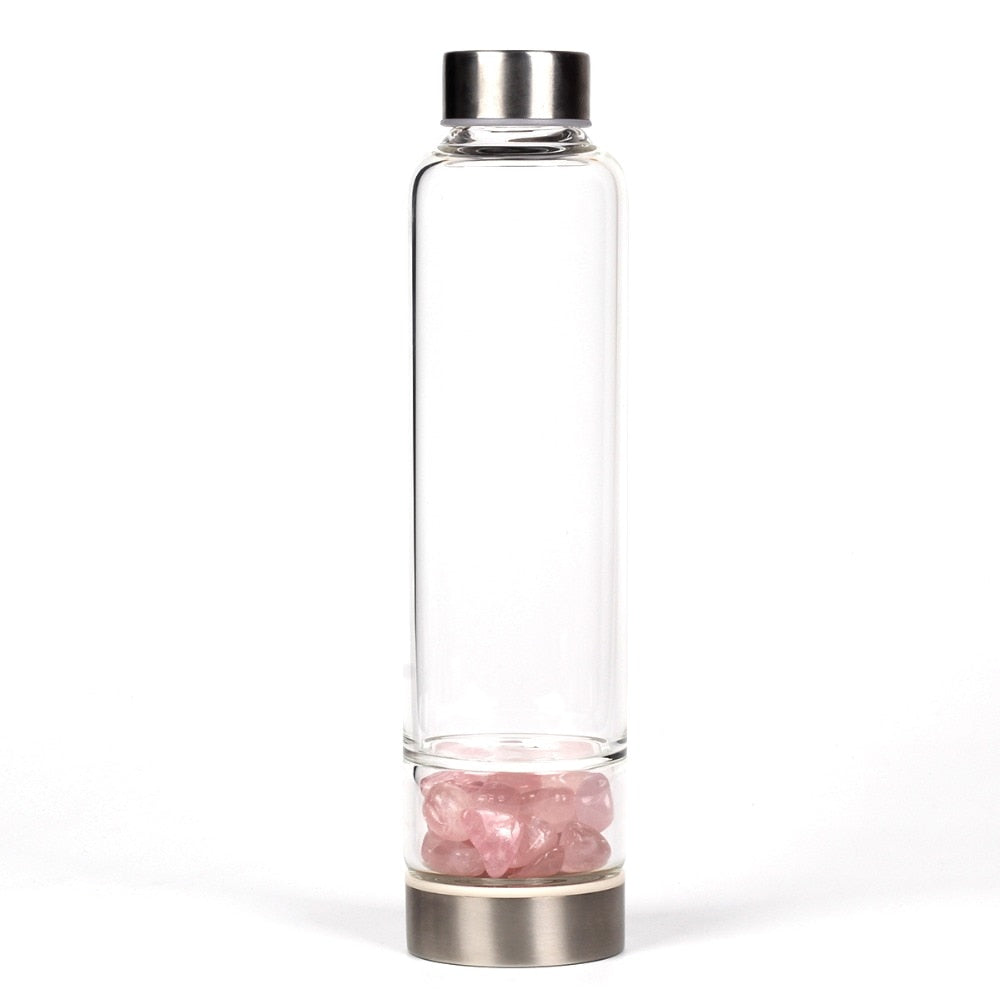 Gemstone Water Bottle With Natural Quartz Display Decor