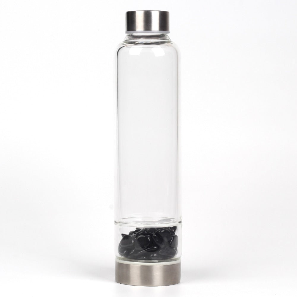Gemstone Water Bottle With Natural Quartz Display Decor