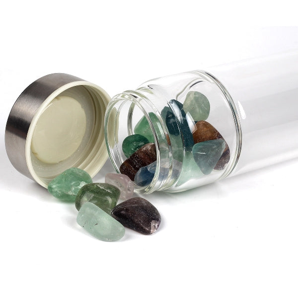 Gemstone Water Bottle With Natural Quartz Display Decor
