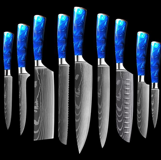 Damascus Pattern Japanese Chef Knife, Sharp Stainless