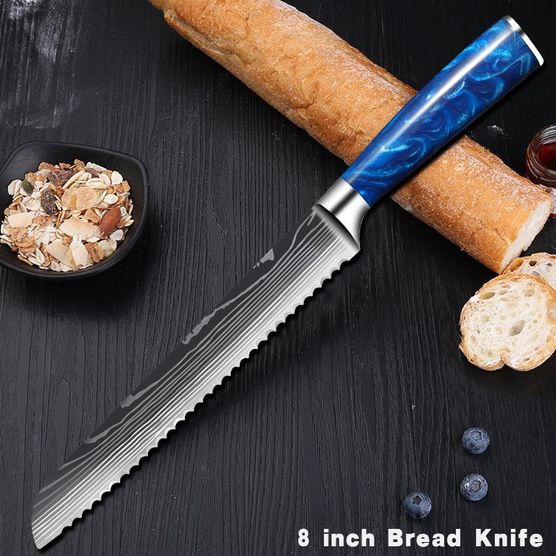 Damascus Pattern Japanese Chef Knife, Sharp Stainless