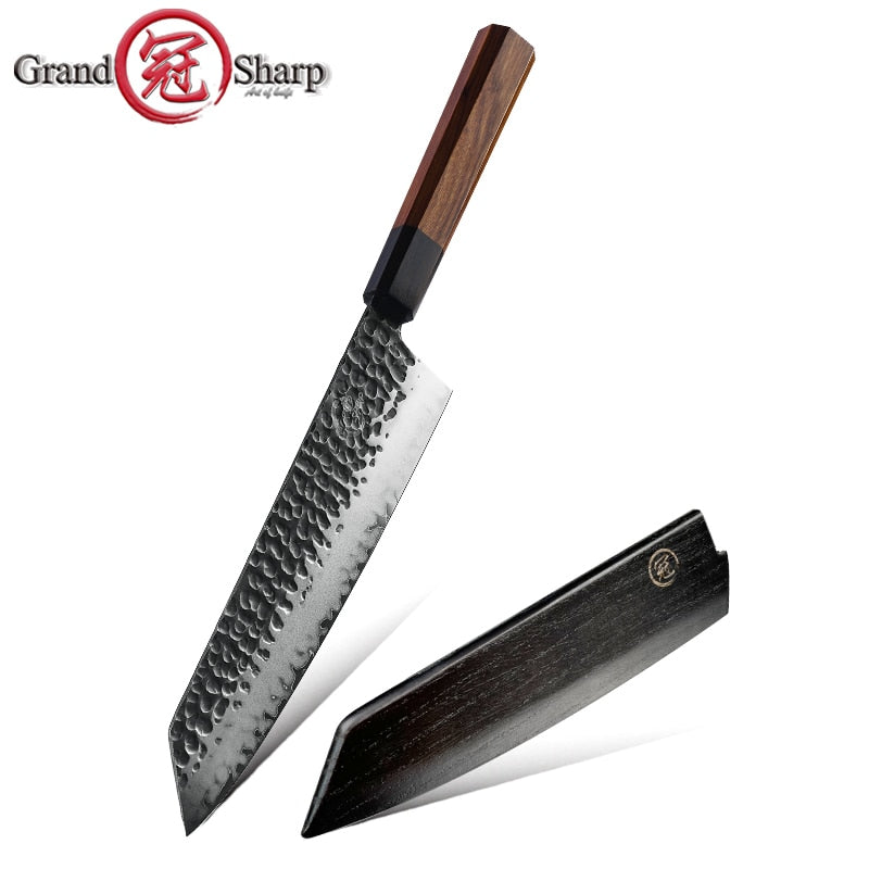Japanese Chef Knife Set 5-Piece AUS-10 Hammered Steel
