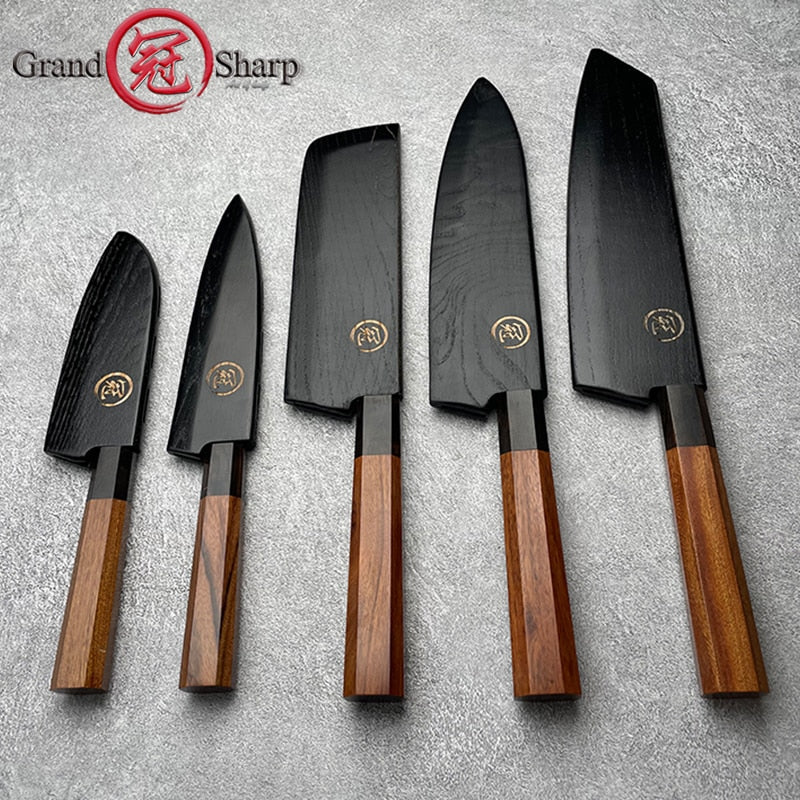 Japanese Chef Knife Set 5-Piece AUS-10 Hammered Steel
