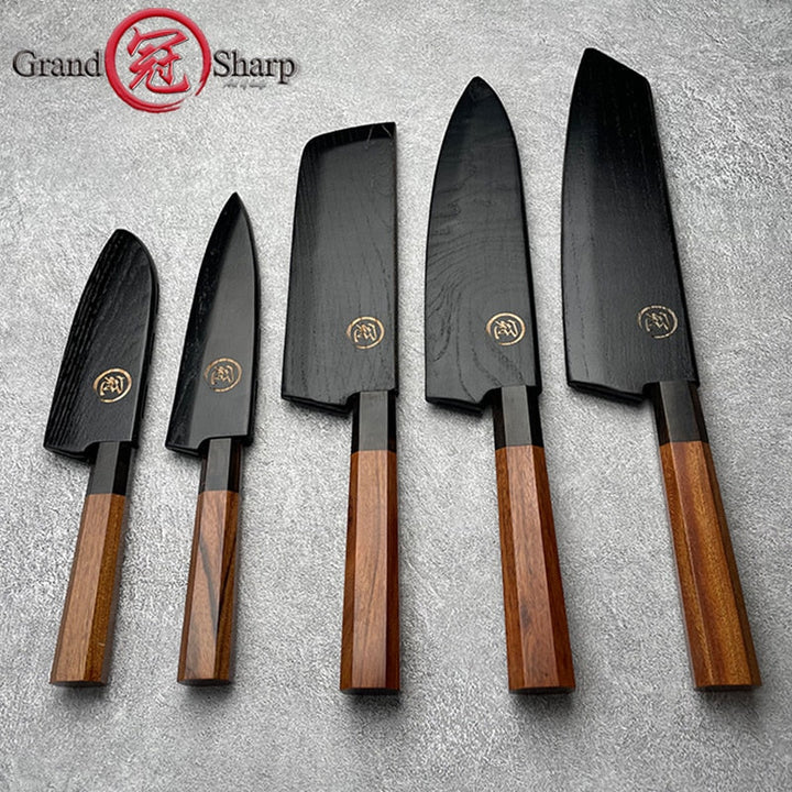 Japanese Chef Knife Set 5-Piece AUS-10 Hammered Steel
