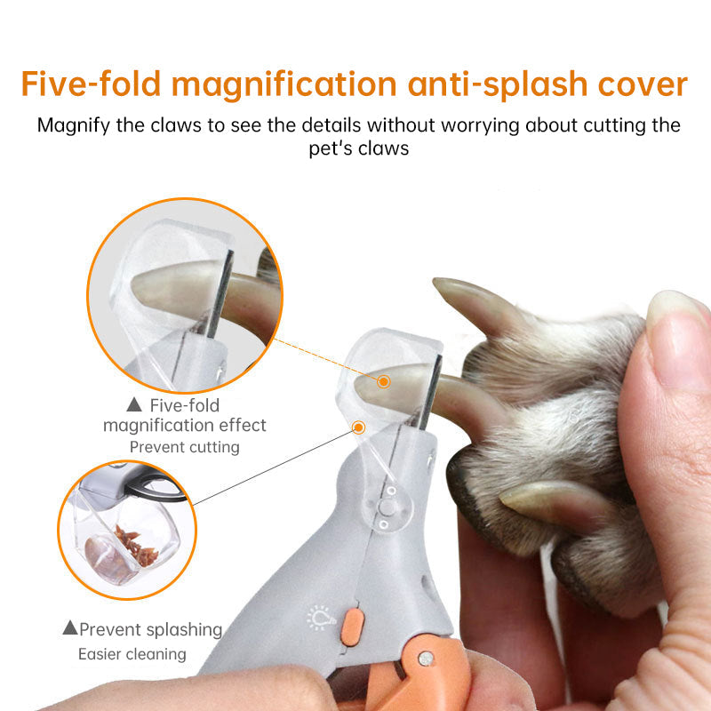 LED Pet Nail Clippers with 5× Magnification for Dogs