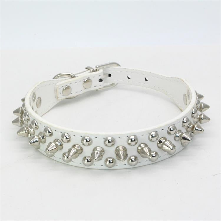 PU Leather Pet Collar With Punk Rivets & Spike Style