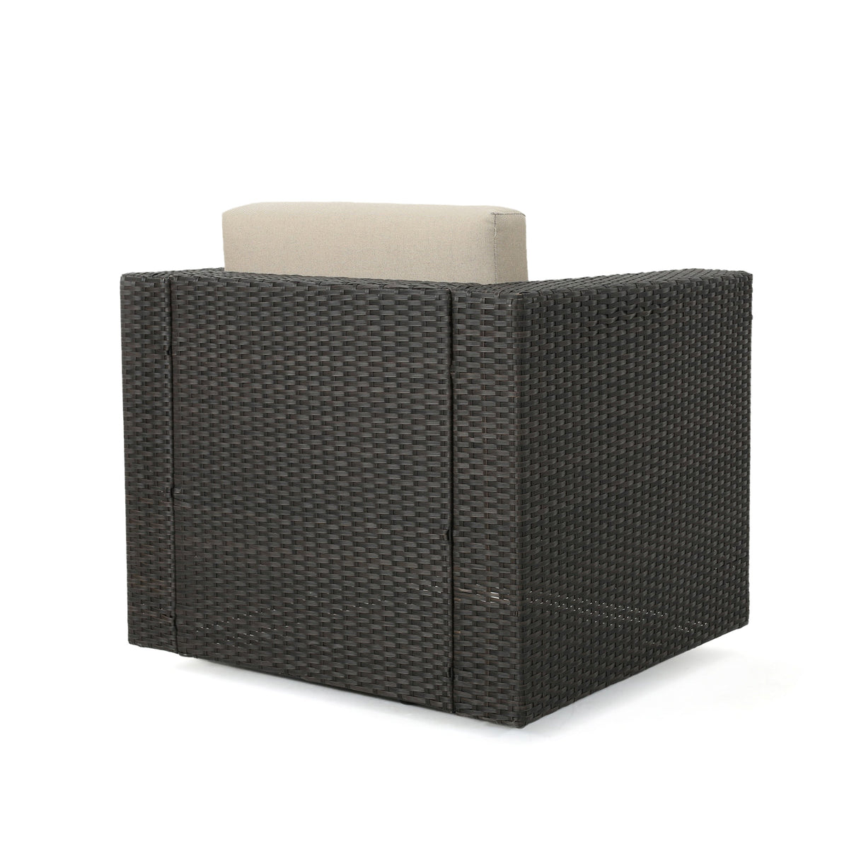 Swivel Patio Lounge Chair, Dark Brown Wicker & Cushions