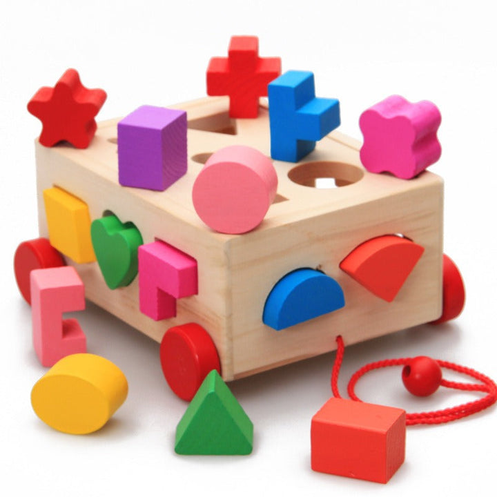 Wooden Shape Sorter Car for Screen-Free Toddler Play