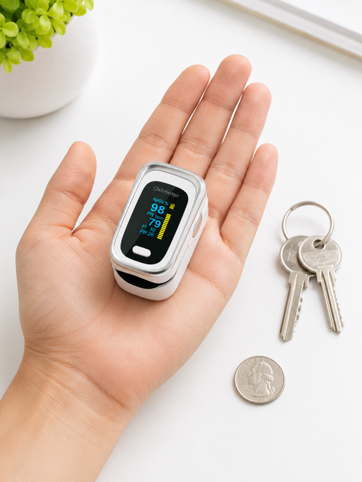Finger Pulse Oximeter — 4-in-1 SpO2, Pulse, Perfusion & Breath