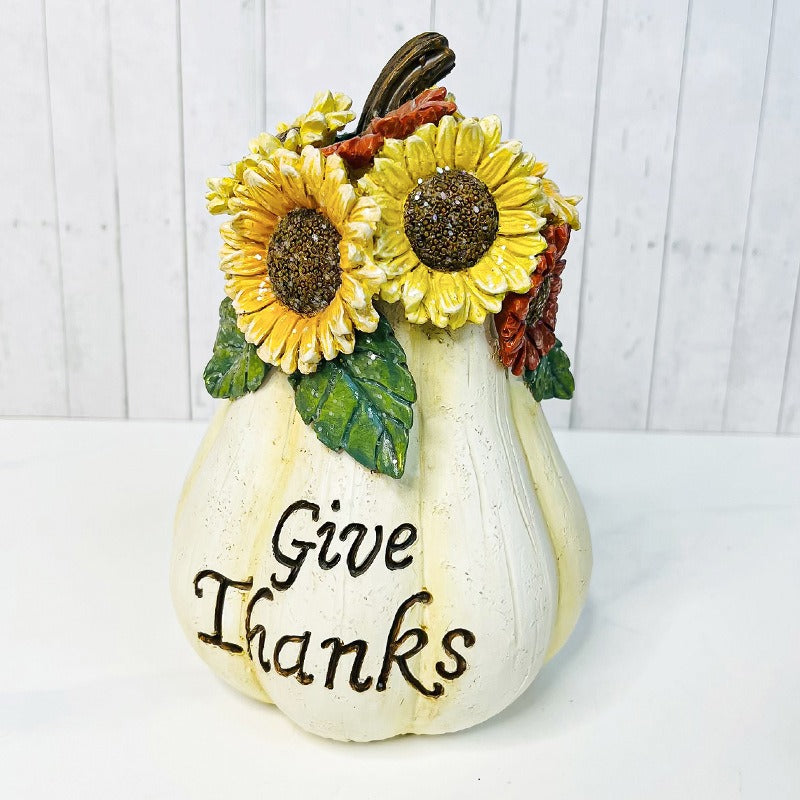 Pumpkin Thanksgiving Centerpiece With Rustic Sunflowers