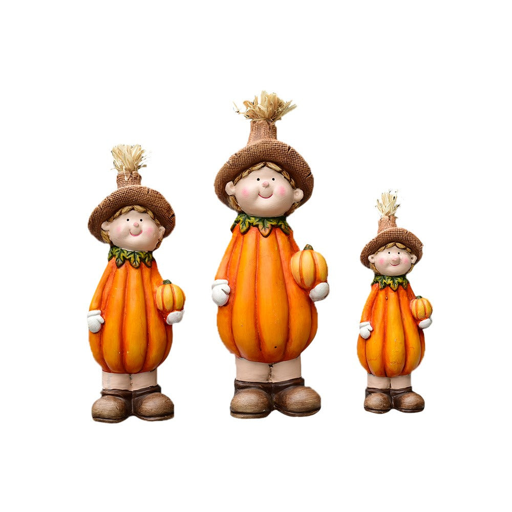 Three-Piece Pumpkin Scarecrow Set for Cheerful Fall Decor