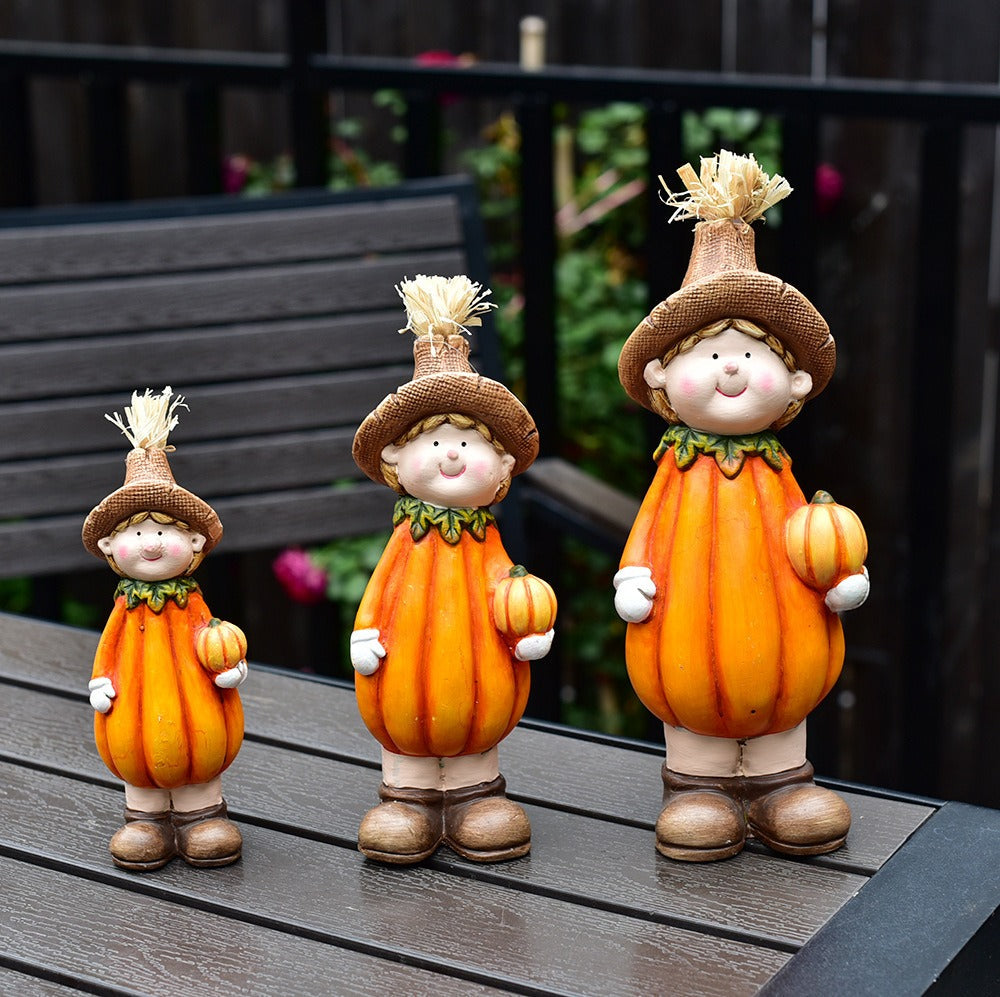 Three-Piece Pumpkin Scarecrow Set for Cheerful Fall Decor