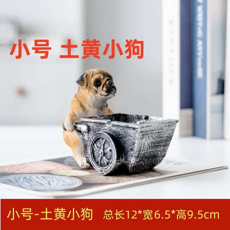 Pug Ashtray Cart – Decorative Ash Catcher for Desks