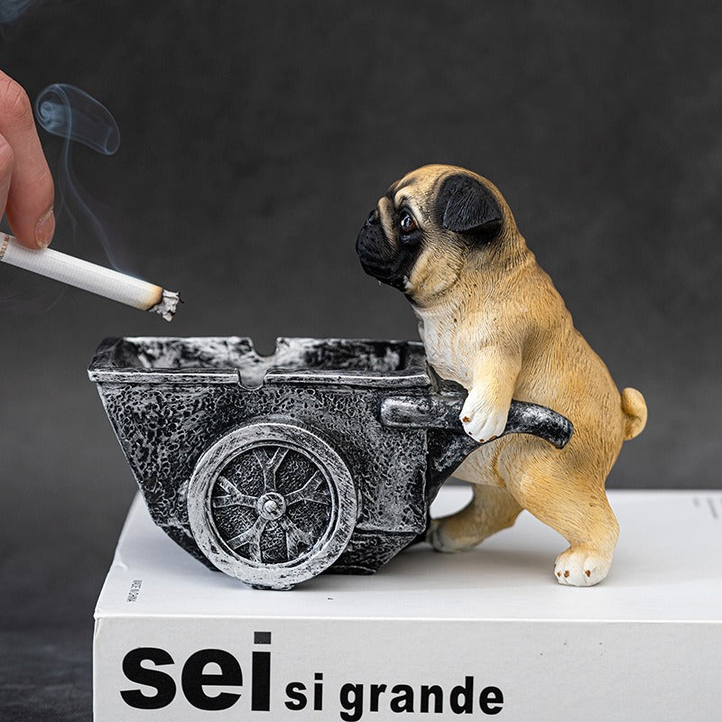 Pug Ashtray Cart – Decorative Ash Catcher for Desks