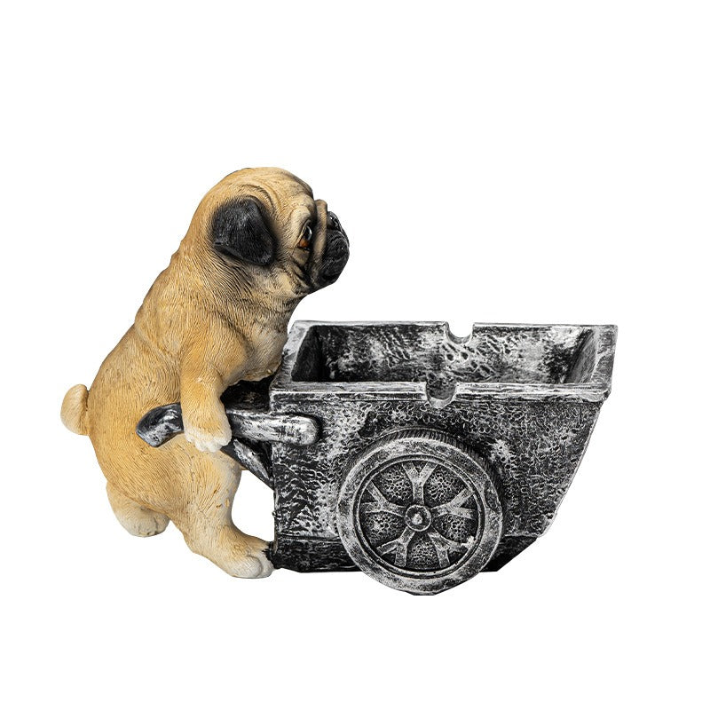 Pug Ashtray Cart – Decorative Ash Catcher for Desks