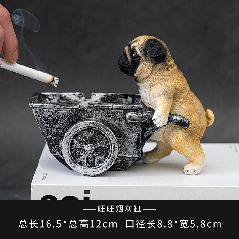 Pug Ashtray Cart – Decorative Ash Catcher for Desks